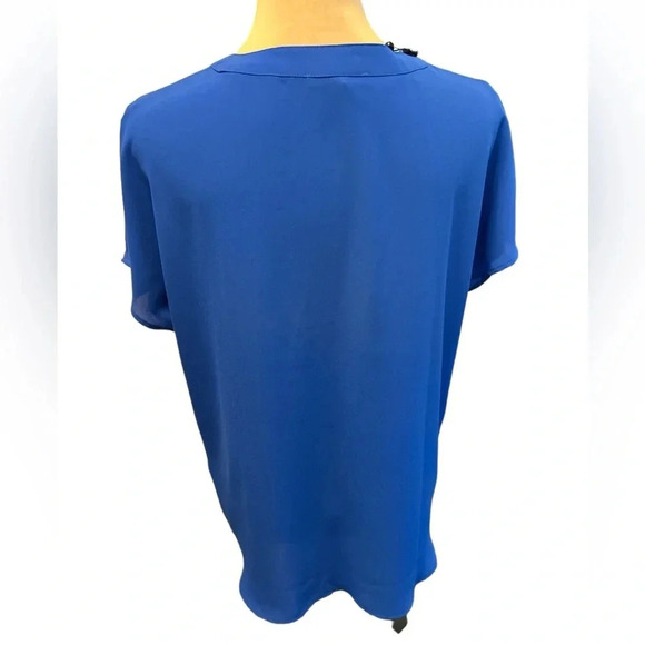 NWT Adrianna Papell Large Blouse Royal Blue Dolman Cap Sleeve V-Neck Tunic Top - Picture 3 of 10